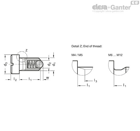 GN 815-NI Spring Plungers Stainless steel, standard spring load